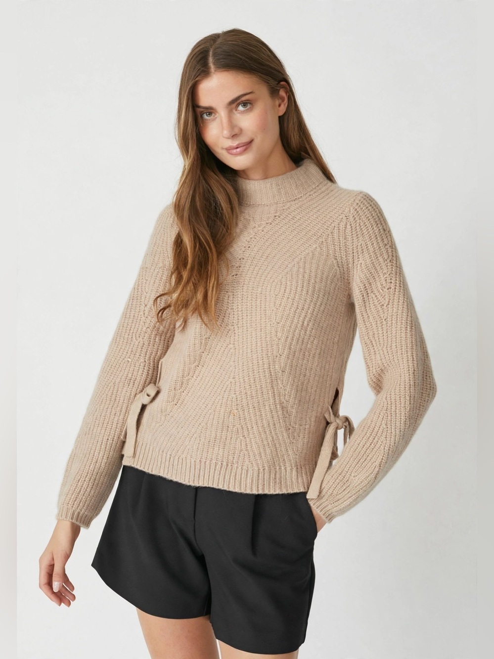 WHITE & WARREN Women's Cashmere Knit Side-Tie Sweater XS